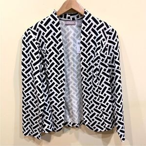 Chico’s Women's Felix Stevana Black & White Collarless Blazer Sz. 0 (US Small/4)